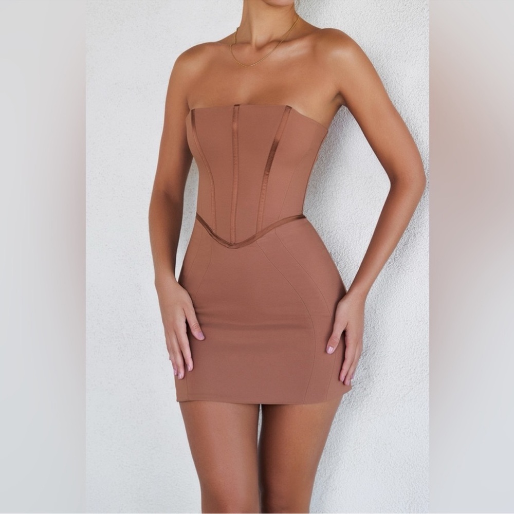 MISTRESS ROCKS House of CB Walnut Strapless Corset Mini Dress Size XS